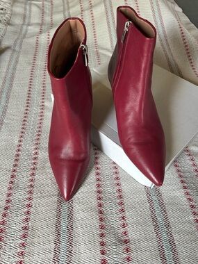 Nordstrom Wine Red Pointed Leather Ankle Booties